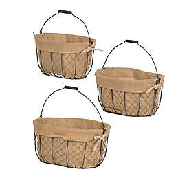 A&B Home Joyce Baskets with Canvas Cloth Liner (Set of 3)