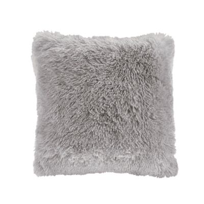 CosmoLiving Cleo Ombre Shaggy Faux Fur Square Throw Pillow in Grey