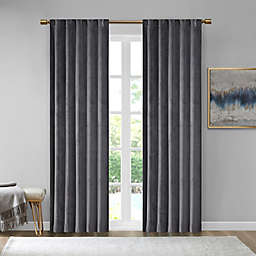510 Design Colt 63-Inch Room Darkening Poly Velvet Curtain Panels in Charcoal (Set of 2)