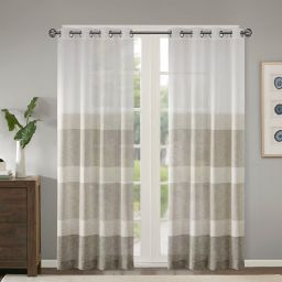 Madison Park Hayden Striped 95-Inch Grommet Sheer Curtain Panel in Neutral (Single)