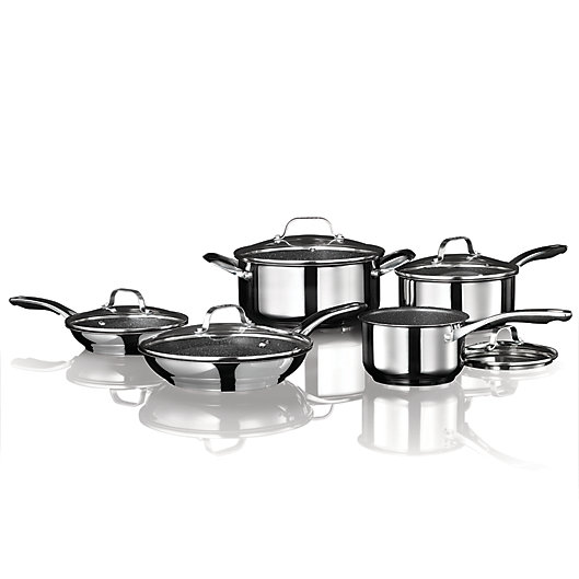 Alternate image 1 for Starfrit the Rock Nonstick Stainless Steel 10-Piece Cookware Set