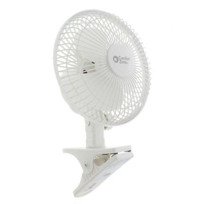 Comfort Zone 6-Inch 2-Speed Desk Fan with Clip in White