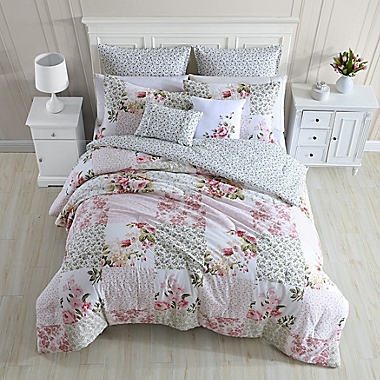 Laura Ashley&reg; Ailyn 7-Piece Full/Queen Comforter Bonus Set in Pink Rose. View a larger version of this product image.