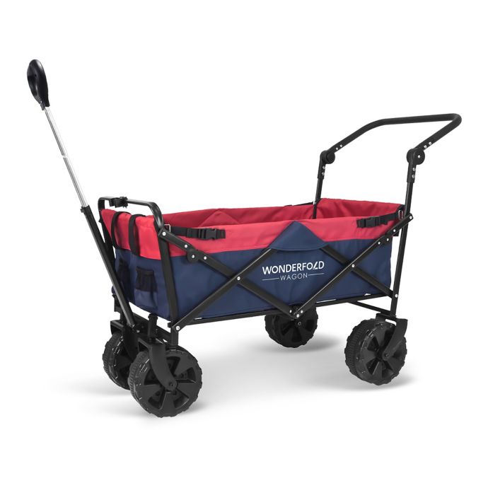 WonderFold® Wagon S2 Beach Tire Push and Pull Folding Wagon Bed Bath