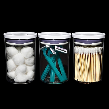 OXO Good Grips Mini Round POP Canisters​ in Clear/White (Set of 3). View a larger version of this product image.