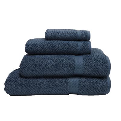 Linum Home Textiles Herringbone 4-Piece Towel Set in Midnight Blue