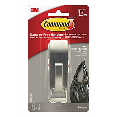 3M Command&trade; Large Wall Hook in Brushed Nickel. View a larger version of this product image.