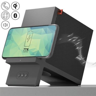 Sharper Image® Wireless Qi Charging Dock with Bluetooth® Speaker in Black |  Bed Bath & Beyond