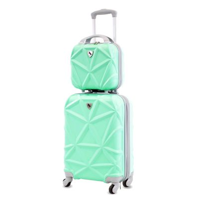 AMKA Gem 2-Piece Hardside Spinner Carry-On Cosmetic Luggage Set in Mint