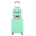 Alternate image 1 for AMKA Gem 2-Piece Hardside Spinner Carry-On Cosmetic Luggage Set in Mint