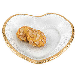 Badash Hand Decorated 7.5-Inch Gold Leaf Glass Heart Plate