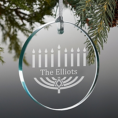 Menorah Personalized Premium Glass Ornament. View a larger version of this product image.