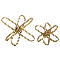 Ridge Road Décor Geometric Metal Abstract Sculptures in Gold (Set of 2)