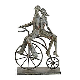 Ridge Road Décor Couple on a Bicycle Sculpture in Grey