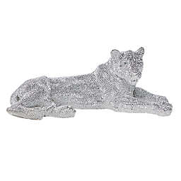 Ridge Road Decor Large Silver Polystone Resting Panther Sculpture