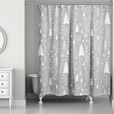 Gray Christmas Tree Pattern Shower Curtain. View a larger version of this product image.