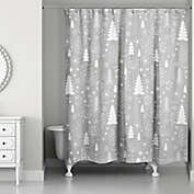 Gray Christmas Tree Pattern Shower Curtain