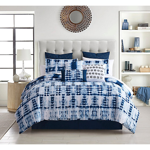 Alternate image 1 for Debra Valencia™ Home Toshi 9-Piece Reversible California King Comforter Set in Blue