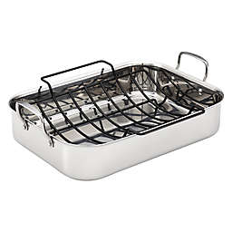 Anolon® Tri-Ply Clad Nonstick 17-Inch x 12.5-Inch Stainless Steel Rectangular Roaster w/Rack