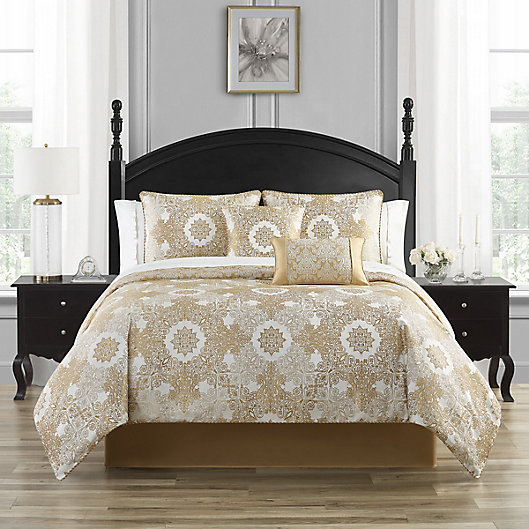 Alternate image 1 for Waterford® Piazza 4-Piece Reversible King Comforter Set in Ivory