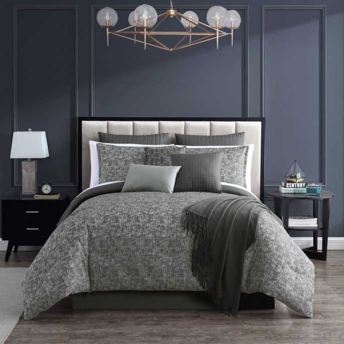 Alora 14 Piece Comforter Set In Charcoal Bed Bath Beyond