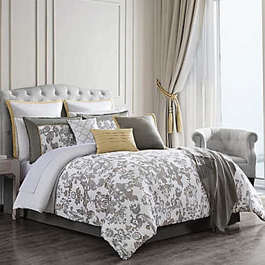 Reverie 14-Piece Queen Comforter Set in Grey/Gold. View a larger version of this product image.