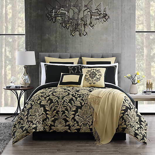 Saraya 14 Piece Comforter Set Bed, King Size Bed Comforter Set Black