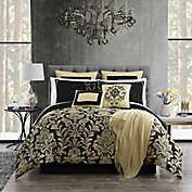 Saraya 14-Piece Full Comforter Set in Black/Gold