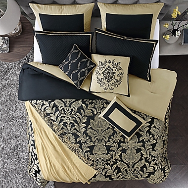Saraya 14-Piece Full Comforter Set in Black/Gold. View a larger version of this product image.