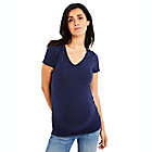Alternate image 0 for A Pea in the Pod X-Small Side Ruched V-Scoop Maternity T-Shirt in Navy