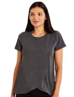A Pea in the Pod Medium Pull Over Open Front Nursing Tee in Grey