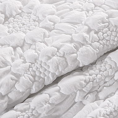 Hana Rosette 3-Piece Full/Queen Comforter Set in White. View a larger version of this product image.