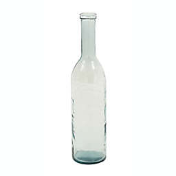 Ridge Road Décor Clear Glass Long Neck Bottle Vase in Aquamarine