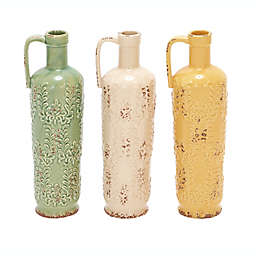 Ridge Road Décor Decorative Ceramic Jug Vases in Multi-Color (Set of 3)