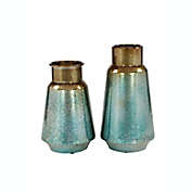 Ridge Road D&eacute;cor Bronze &amp; Blue Gradient Round Metal Vases (Set of 2)