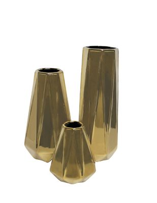 Set of 3 Decorative Glam Ceramic Vases Gold - Olivia & May
