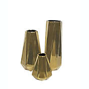 Ridge Road Decor 3-Piece Modern Gold Ceramic Vase Set
