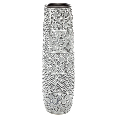 Ridge Road D&eacute;cor Tall Eclectic Stoneware Vase in Grey. View a larger version of this product image.