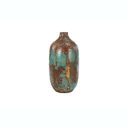 Ridge Road Decor Copper and Turquoise Handmade Ceramic Floor Vase
