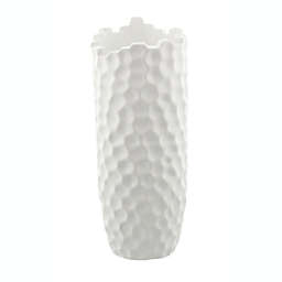 Ridge Road Décor White Porcelain Honeycomb Texture Cylinder Vase