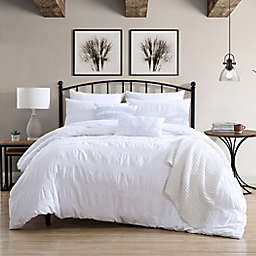 Moselle Ruched Waffle 2-Piece Twin/Twin XL Duvet Cover Set in White