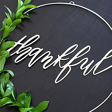 Style Me Pretty &quot;Thankful&quot; 18-Inch Decorative Sign in White/Yellow. View a larger version of this product image.