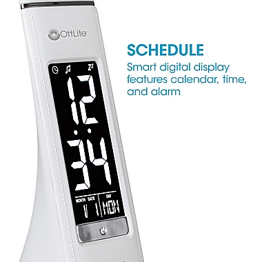 OttLite&reg; Sanitizing Thrive LED Desk Lamp with Clock in White. View a larger version of this product image.