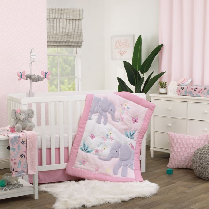 Carter S Floral Elephant 3 Piece Crib Bedding Set In Pink Bed Bath Beyond