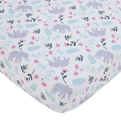 carter&#39;s&reg; Floral Elephant Fitted Crib Sheet in Teal