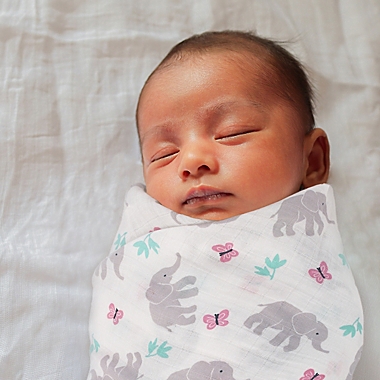 carter&#39;s&reg; Floral Elephant 3-Pack Muslin Swaddle Blankets. View a larger version of this product image.