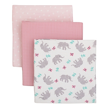 carter&#39;s&reg; Floral Elephant 3-Pack Muslin Swaddle Blankets. View a larger version of this product image.