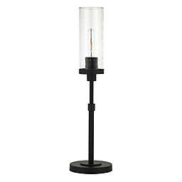 Hudson&Canal® Frieda Table Lamp in Black with Seeded Glass Shade