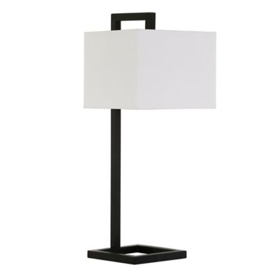 Hudson&amp;Canal&reg; Grayson Table Lamp in Black with Rectangular Linen Shade