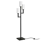 Hudson&amp;Canal&reg; Basso Torchiere 3-Light Floor Lamp in Black with Fabric Shade